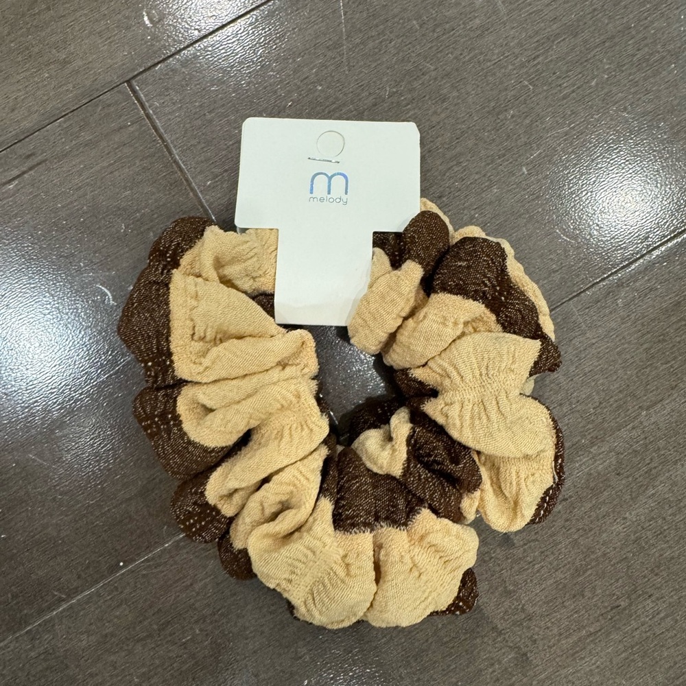 Brown and Tan Hair Scrunchie